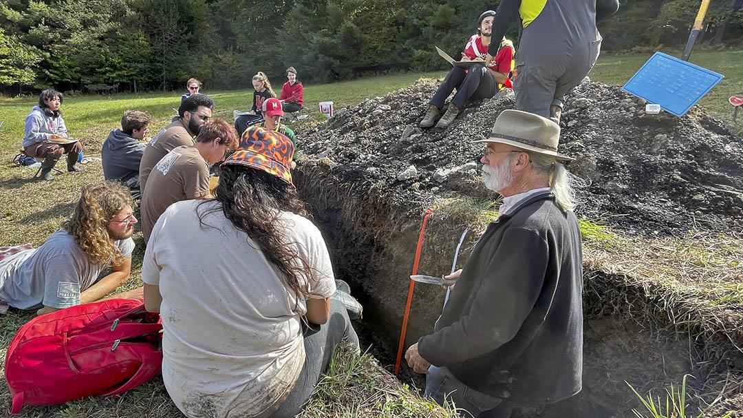 soil judging team in a soil pit