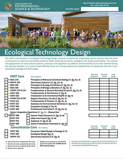 Ecological Technology Design Major Curriculum Sheet