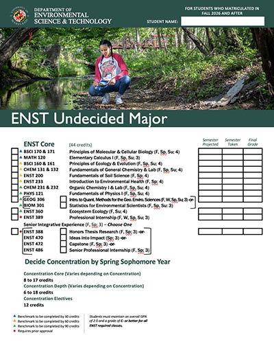 ENST Undecided Major Curriculum Sheet